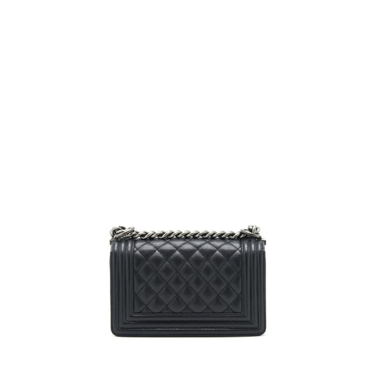 Chanel Small Boy Bag Caviar Black Ruthenium Hardware