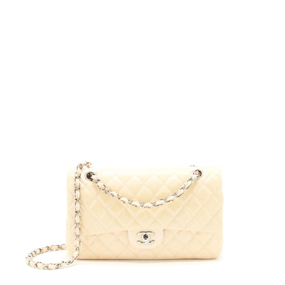 Chanel patent leather medium classic double flap bag Beige