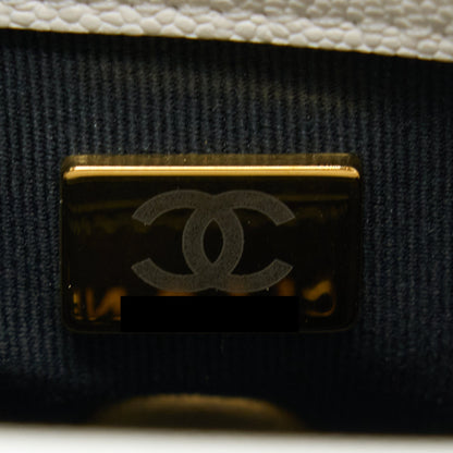 Chanel 22A Small Flap Bag Caviar White With  (Microchip)