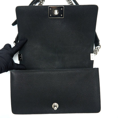 Chanel Medium Boy Bag Grained Calfskin Black