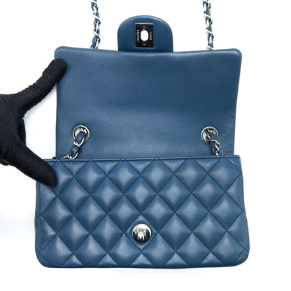 Chanel Mini Rectangular Flap Bag Lambskin Blue