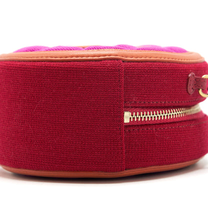 Chanel mini round Vanity with Chain Fabric Multi colour