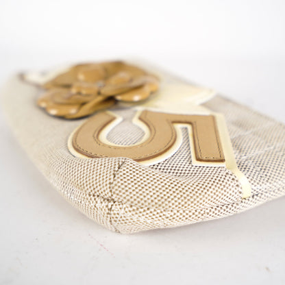 Chanel Camellia No. 5 Chocolate Canvas Pochette