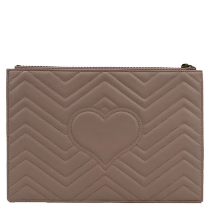 GUCCI GG Marmont Quilted Leather Zip Pouch Bag Pink 476440