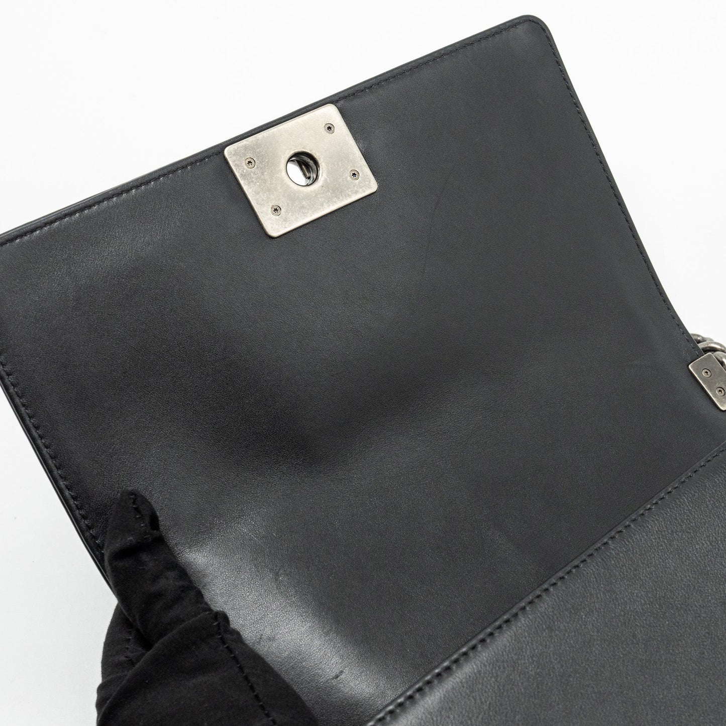 Chanel Medium Boy Bag Calfskin Black Ruthenium Hardware