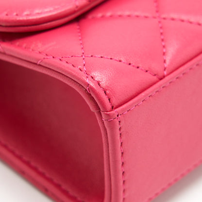 Chanel mini trendy cc chain wallet lambskin hot pink L