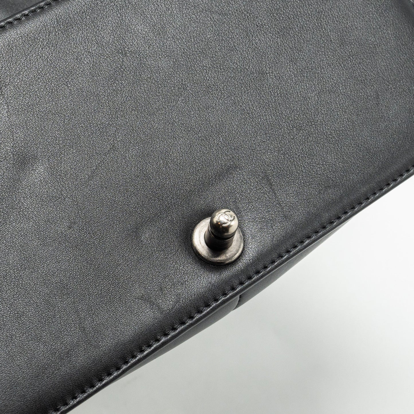 Chanel Medium Boy Bag Calfskin Black Ruthenium Hardware