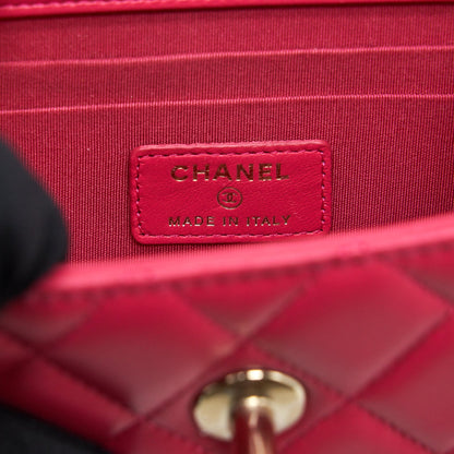 Chanel mini trendy cc chain wallet lambskin hot pink L
