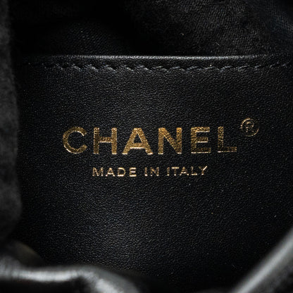 Chanel mini 22 bag shiny calfskin black brushed  (microchip)