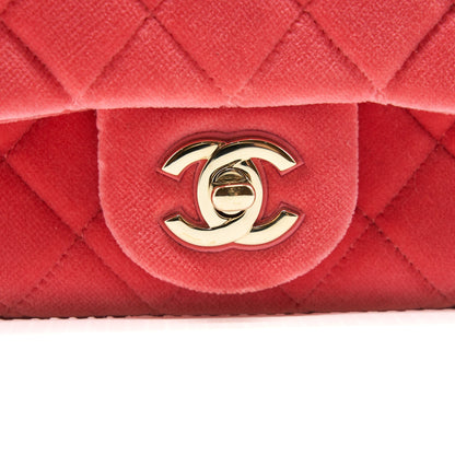 Chanel Pearl Crush Mini Square Flap Bag Velvet Pink
