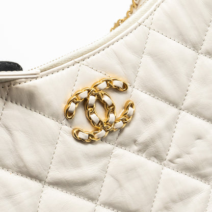 Chanel 23K Hobo Shoulder Bag Calfskin White  (Microchip)