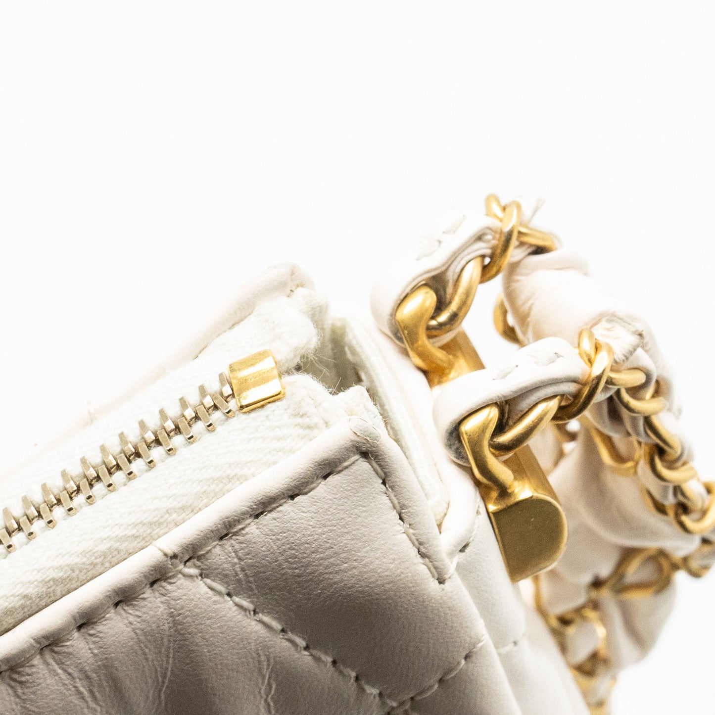 Chanel 23K Hobo Shoulder Bag Calfskin White  (Microchip)