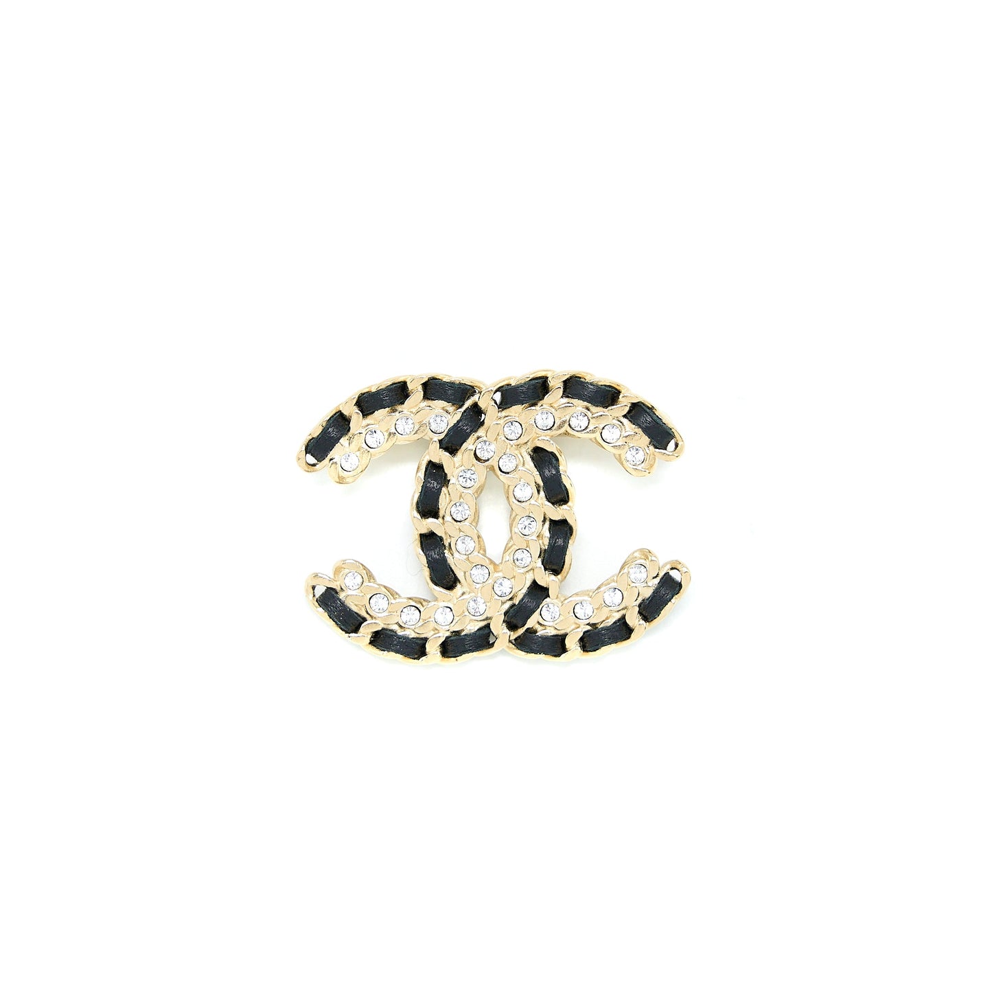 Chanel Leather Chain/ Crystal Brooch L