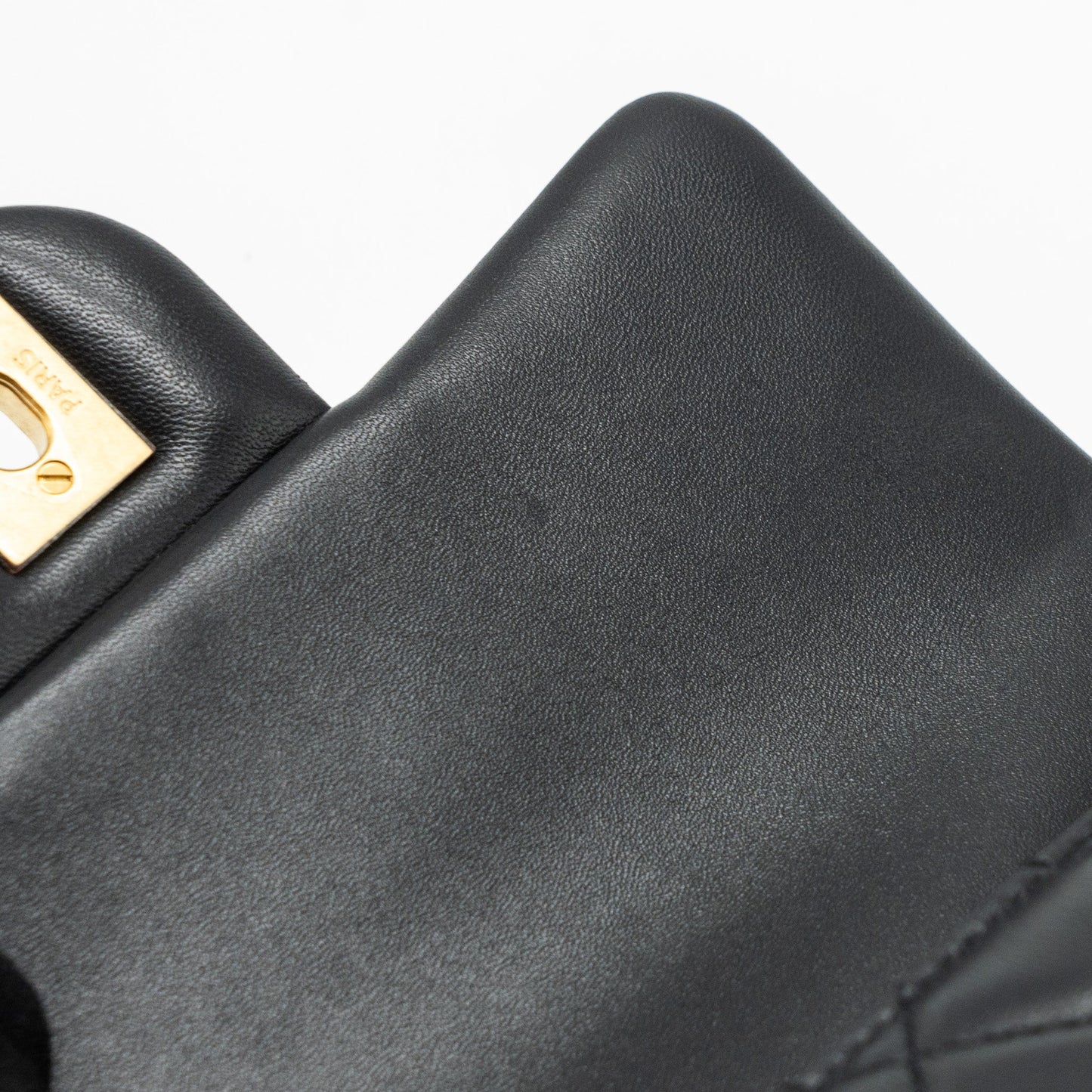 Chanel Pearl Crush Mini  Square Flap Bag Lambskin Black  (microchip)