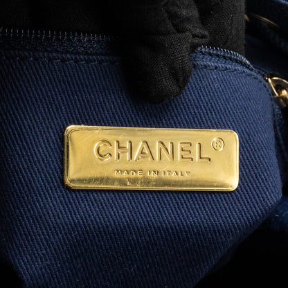 Chanel Top Handle Drawstring Bucket Bag Caviar Navy