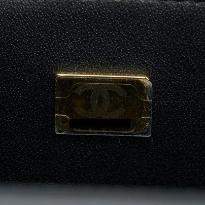 Chanel 21K Top Handle Mini Rectangular Flap Bag Lambskin Black Brushed (Microchip)