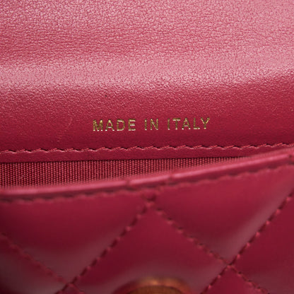 Chanel 21A Gold crush mini flap bag with chain calfskin raspberry pink