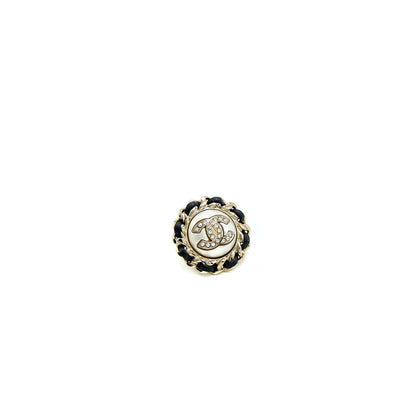 Chanel Round CC Leather/ Crystal Earrings L
