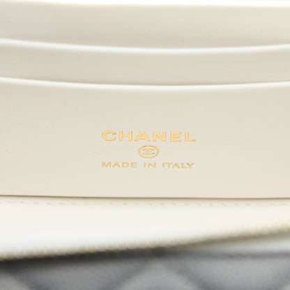 Chanel Long Vanity With Chain Caviar White L (Microchip)