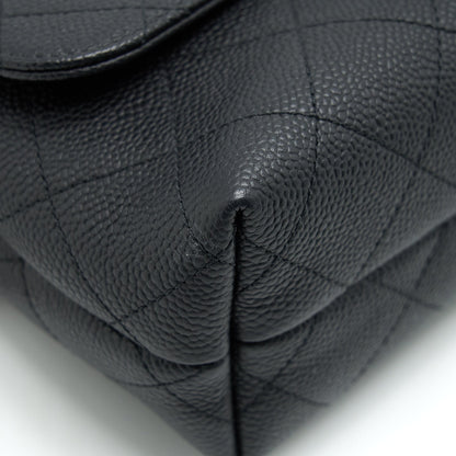 Chanel Caviar quilted flap Bag with handle and Chain Black L