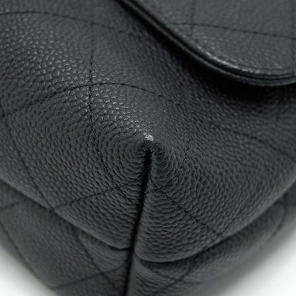 Chanel Caviar quilted flap Bag with handle and Chain Black L