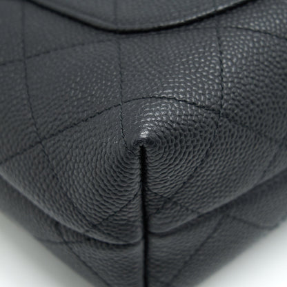 Chanel Caviar quilted flap Bag with handle and Chain Black L