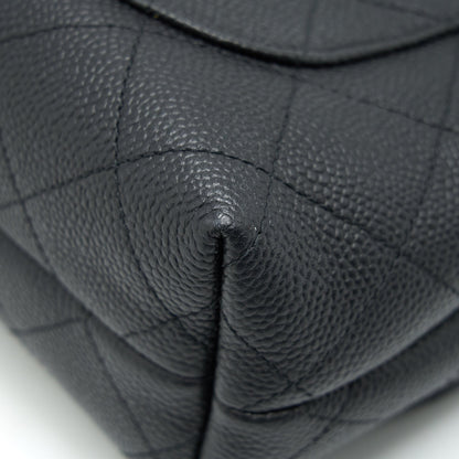 Chanel Caviar quilted flap Bag with handle and Chain Black L
