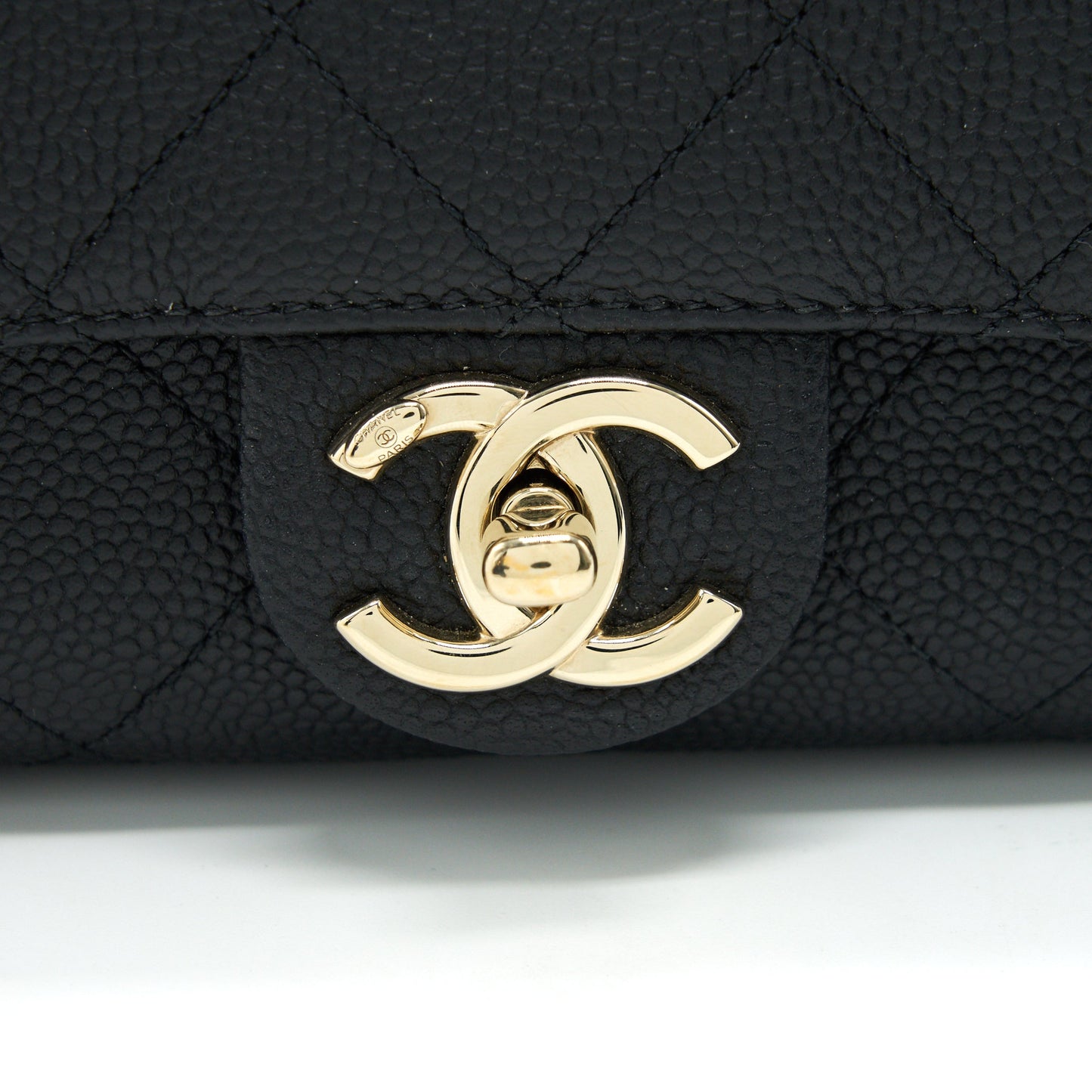 Chanel Caviar quilted flap Bag with handle and Chain Black L