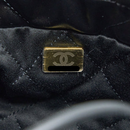 Chanel 23s Mini 22 Bag Aged Calfskin Black Brushed  (Microchip)