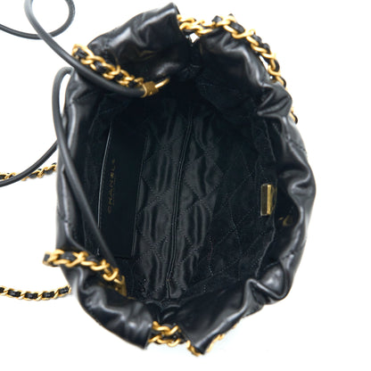 Chanel 23s Mini 22 Bag Aged Calfskin Black Brushed  (Microchip)