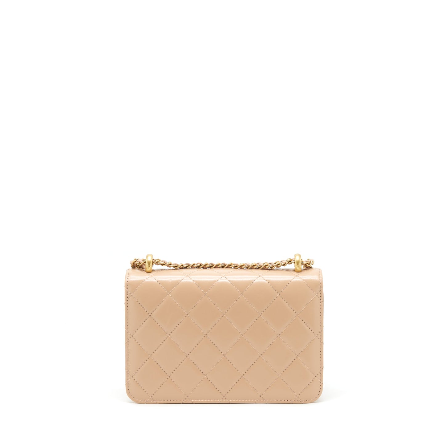 Chanel 21A Gold Crush Flap Bag Calfskin Beige