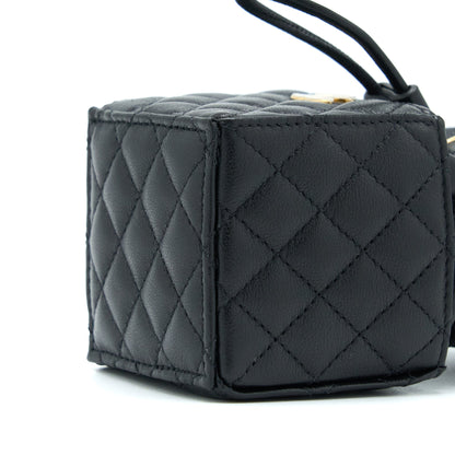 Chanel Mini Vanity Bucket Crossbody Lambskin Black Brushed