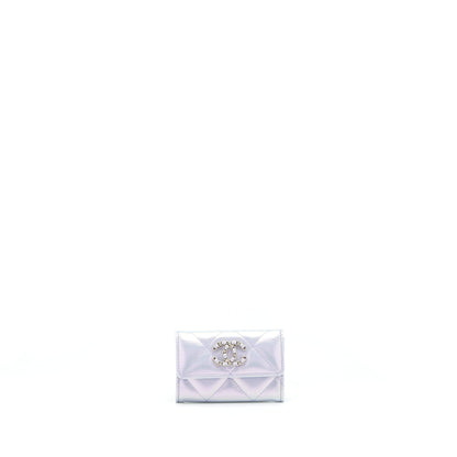 Chanel 19 Flap Card Holder Calfskin Iridescent Light Purple