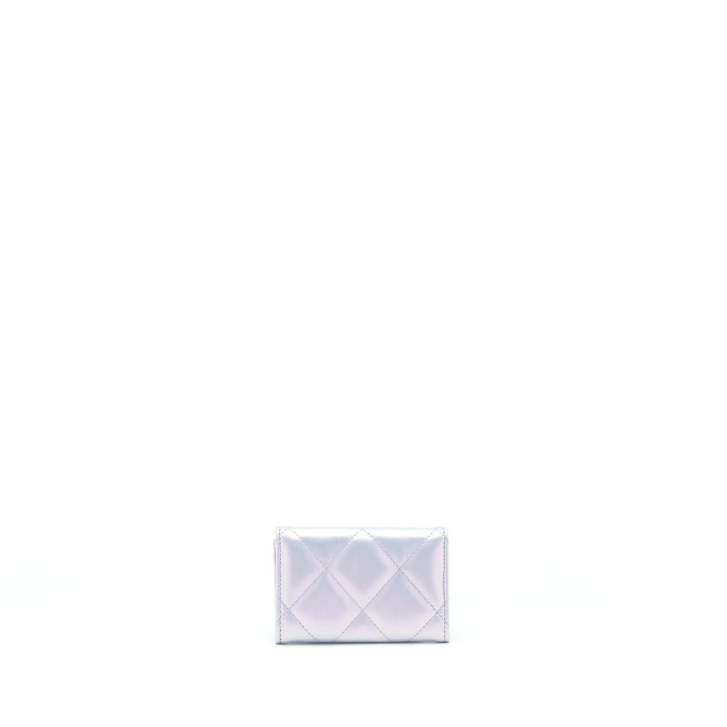 Chanel 19 Flap Card Holder Calfskin Iridescent Light Purple