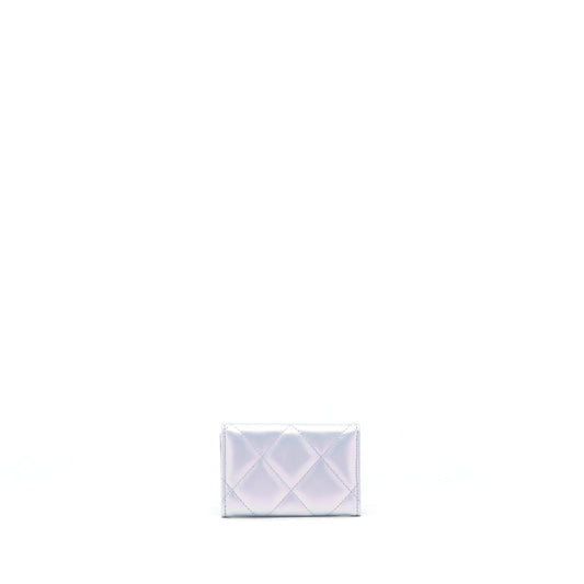 Chanel 19 Flap Card Holder Calfskin Iridescent Light Purple