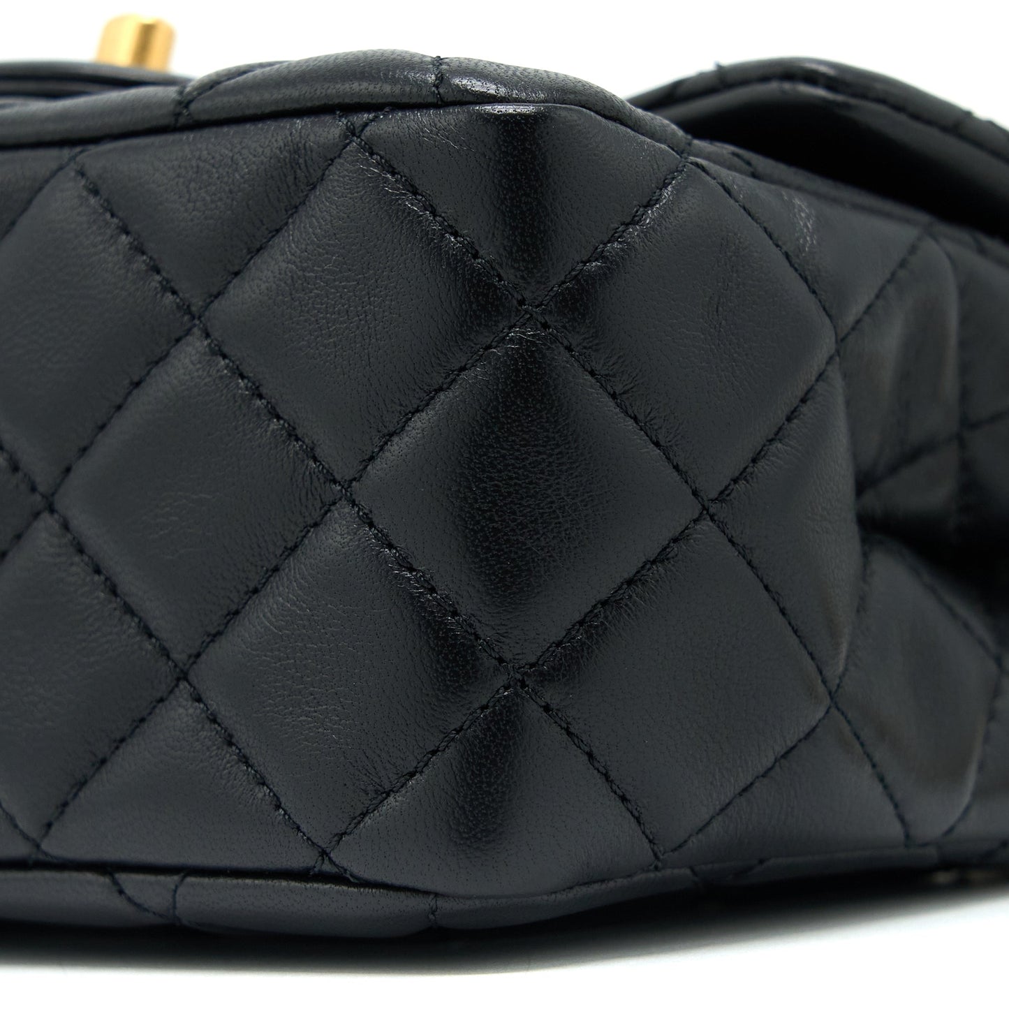 Chanel Pearl Crush Mini Square Flap Bag Lambskin Black  (Microchip)