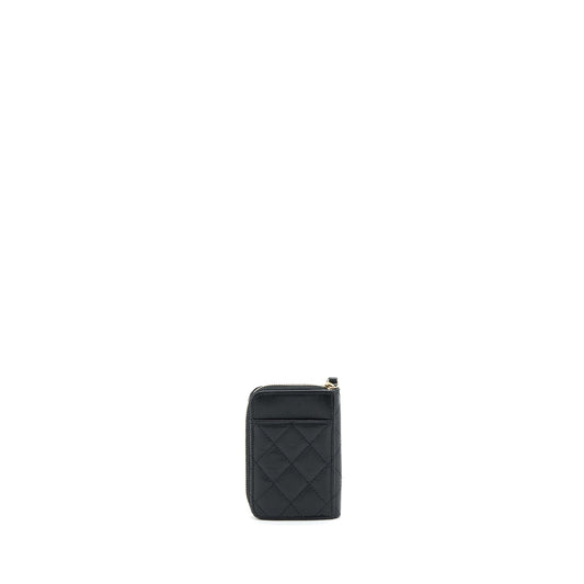 Chanel 22P Zip Card Holder Caviar Black L