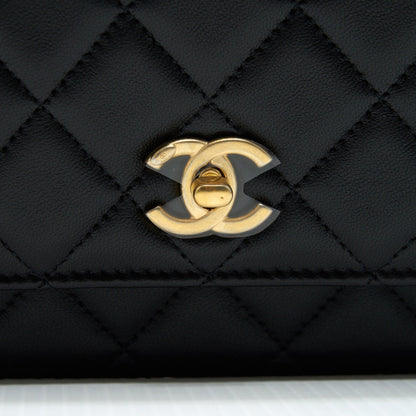Chanel 22C Pearl Crush Wallet On Chain Black