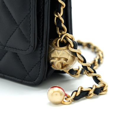 Chanel pearl crush wallet on chain Lambskin black