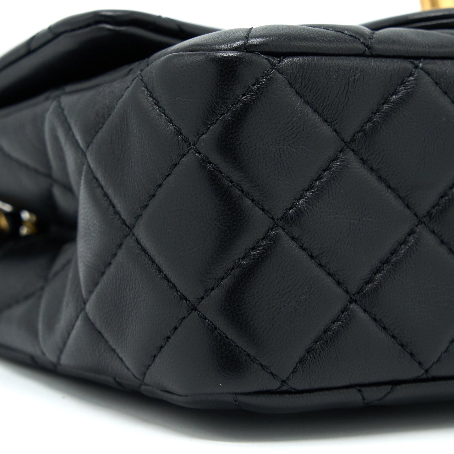 Chanel Pearl Crush Mini Square Flap Bag Lambskin Black  (Microchip)