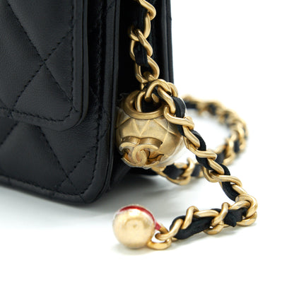 Chanel Pearl Crush Wallet On Chain Black  (Micrichip)
