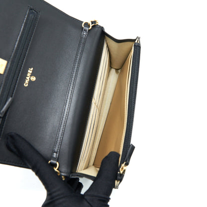 Chanel pearl crush wallet on chain Lambskin black