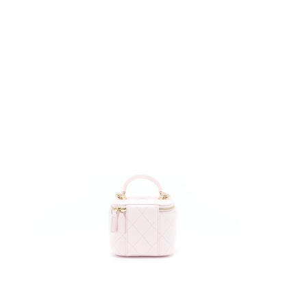 Chanel 22P Top Handle Mini Vanity With Chain Lambskin Light Pink L