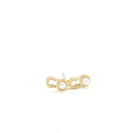 Chanel Coco Letters Earrings Pearl Light Gold Tone