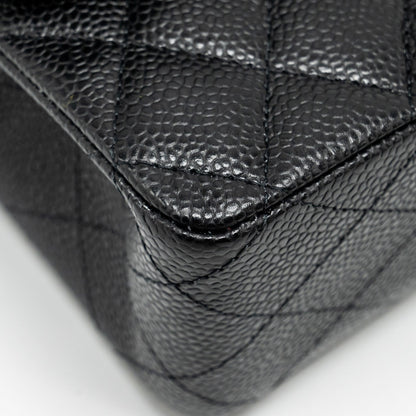 Chanel Medium Classic Double Flap Bag Caviar Black  (Microchip)