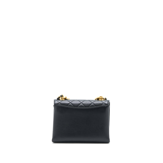 Chanel Seasonal Flap Bag Giant Chain Handle with Pearl Calfskin Black Brush  (Microchip)