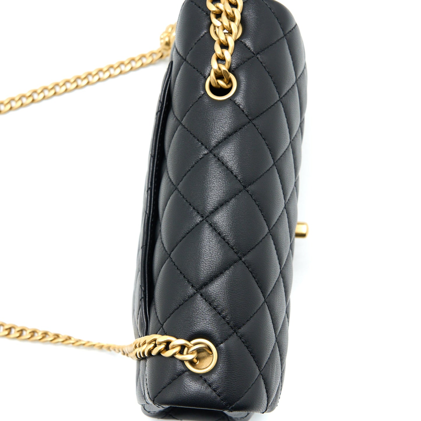 Chanel 23S Camellia Chain Mini Rectangular Lambskin Black Brushed  (Microchip)