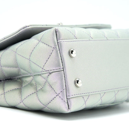 Chanel 21K Small Coco Handle 24cm Caviar Iridescent Lilac Rainbow Hardware
