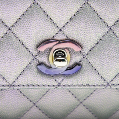 Chanel 21K Small Coco Handle 24cm Caviar Iridescent Lilac Rainbow Hardware