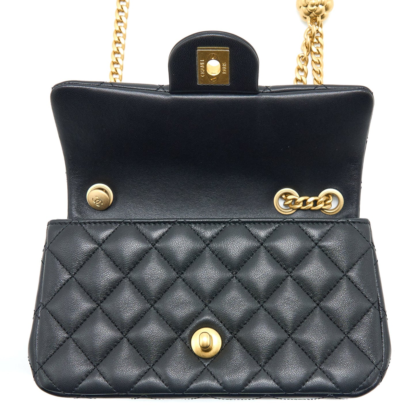 Chanel 23S Camellia Chain Mini Rectangular Lambskin Black Brushed  (Microchip)